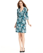 Elements Petite Dress, Three-Quarter-Sleeve Printe