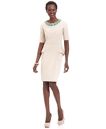 Dress, Short-Sleeve Beaded Peplum Sheath