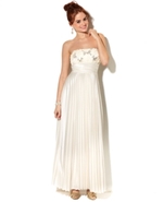 Juniors Dress, Strapless Sequin Rosette Pleated Go