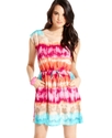 BeBop Juniors Dress, Cap Sleeve Tie-Dye-Print A-Li