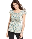 Top, Cap-Sleeve Floral-Print Empire-Waist