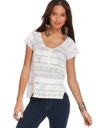 Top, Short-Sleeve Scoop-Neck Eyelet