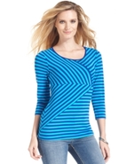 Top, Three-Quarter-Sleeve Striped