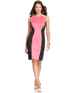 Dress, Sleeveless Colorblocked Scuba Sheath