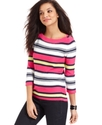 Sweater, Three-Quarter-Sleeve Striped