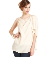 Top, One-Shoulder Scoop-Neck Draped Ruffle