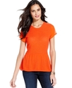 Petite Top, Cap-Sleeve Peplum