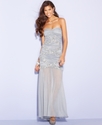 Juniors Dress, Strapless Ruched Sheer-Skirt Gown