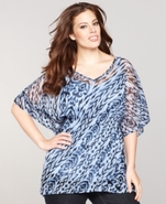 Plus Size Top, Batwing-Sleeve Ikat-Print Tunic
