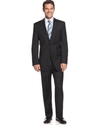 Suit, 24/7 Black Solid Herringbone Athletic Fit