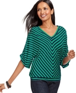 Top, Dolman-Sleeve Striped V-Neck