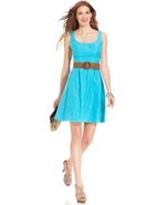 Dress, Sleeveless Belted A-Line