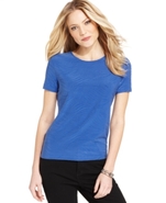 Petite Top, Short-Sleeve Jacquard-Solid Tee