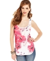GUESS Top, Sleeveless Scoop-Neck Floral-Print Tank