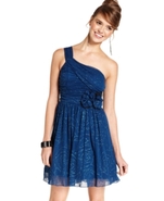 Juniors Dress, Sleeveless One-Shoulder Glitter