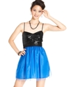 Juniors Dress, Sleeveless Sequin Colorblock