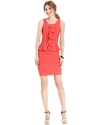 Petite Dress, Sleeveless Ruffled Peplum Sheath