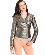 Juniors Jacket, Studded Faux-Leather Moto