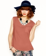Juniors Top, Cap Sleeve Lace Tee