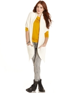 Juniors Sweater, Short Sleeve Open-Front Cocoon