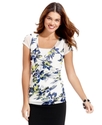 Top, Cap-Sleeve Floral-Print