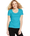 Petite Top, Short-Sleeve Satin-Trim Tee
