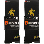 And 1  Men's Socks  Crew with Variegate Rib 6 Pack
