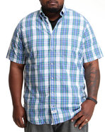 Men Mini Plaid Button Down (B&T) Blue Xlt