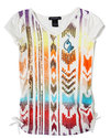 Girls Aztec Sequin Print Tee (7-16) Cream 16 (Xl)