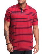 Men Standard Striped Polo Red Medium