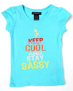 Girls Keep Calm & Sassy Tee (4-6X) Light Blue 6X