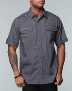 Mo7 Men Garment Washed S/S Shirt Black Small