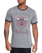 Men Chicago Bulls Tri Blend Ringer Tee Grey X-Larg