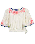 Girls Crinkle Chiffon Peasant Top (7-16) Cream 7 (