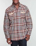 Mo7 Men Buffalo Plaid Shirt Brown Large