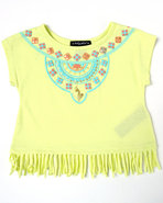 Girls Aztec Fringe Top (4-6X) Lime Green 6X