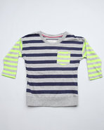 Girls Boat Neck Stripe 3/4 Sleeve Top (big Girls) 