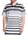 Men Engineered Stripe V-Neck Tee (B&T) Black 4X