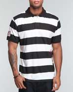 Men Slub Stripe Polo Black X-Large