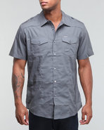 Men Solid Poplin Military Shirt Grey Xx-Large
