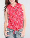 Rvca Women Glory Days Button-Down Red X-Small