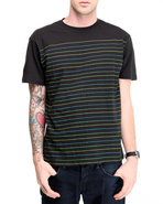 Men S/S Crew Neck Pinstripe Tee Black Large