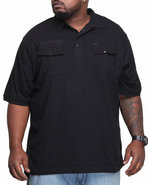 Men Solid Military Polo (B&T) Black 3X