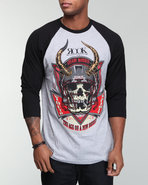 Men Face Mask 3/4 Baseball Sleeve Tee Grey Large