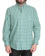 Men Kiwah Check L/S Button Down Shirt Green Medium