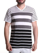 Men Stripe V-Neck Tee Black Xx-Large