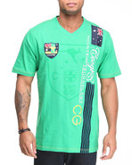 Coogi Men Expedition Mountain V-Neck Tee Green X-L