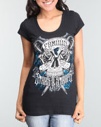 Women Sweet Rose Scoopneck Tee Black Large