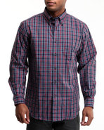 Men Poplin Mini Plaid Button-Down Shirt Navy Mediu