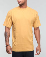 Men Plain Short Sleeve Crew Neck Tan X-Large